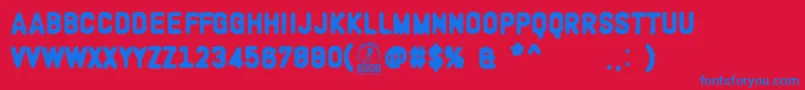 WoodcutterOligarquia Font – Blue Fonts on Red Background