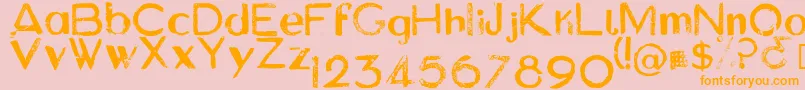 AsylumRegular-Schriftart – Orangefarbene Schriften auf rosa Hintergrund