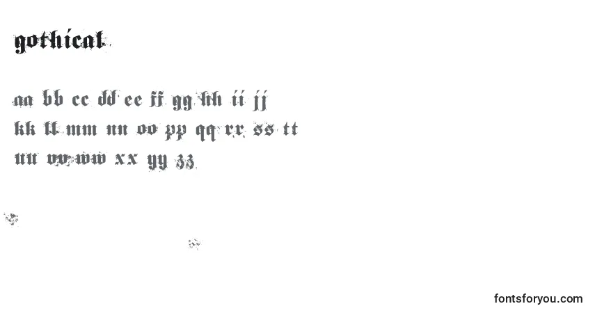 Czcionka Gothical – alfabet, cyfry, specjalne znaki