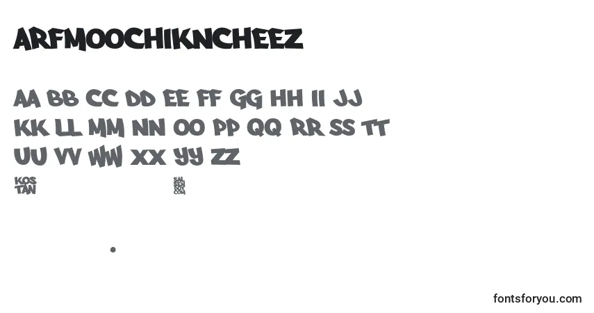 Schriftart Arfmoochikncheez – Alphabet, Zahlen, spezielle Symbole