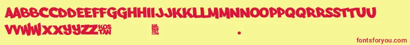 Arfmoochikncheez Font – Red Fonts on Yellow Background