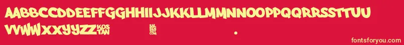 Arfmoochikncheez Font – Yellow Fonts on Red Background