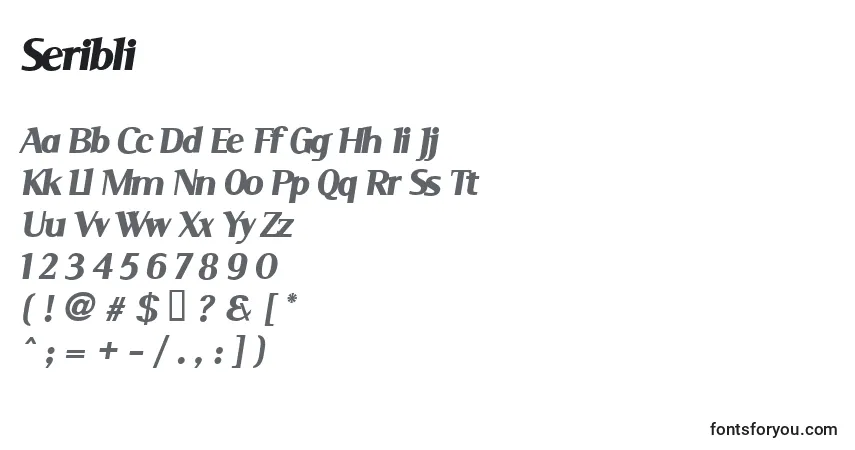 A fonte Seribli – alfabeto, números, caracteres especiais