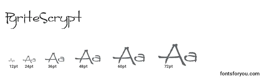 Größen der Schriftart PyriteScrypt (108717)