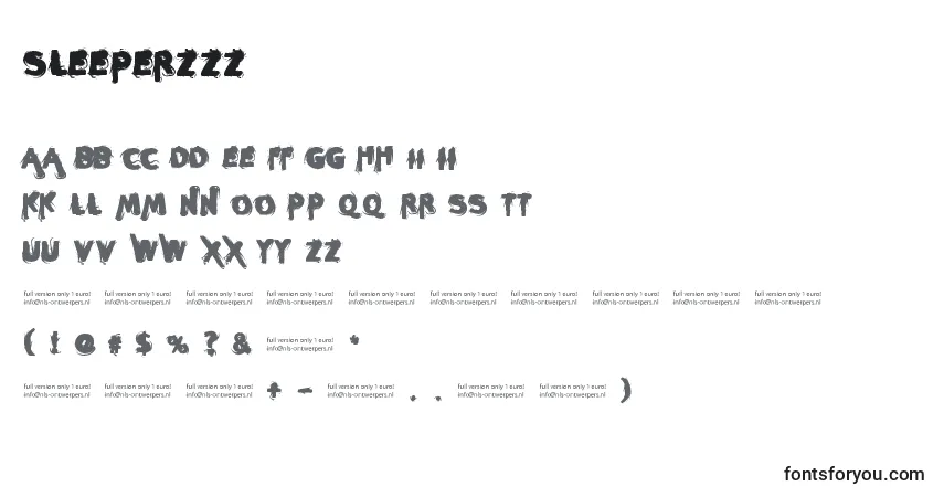 A fonte Sleeperzzz – alfabeto, números, caracteres especiais