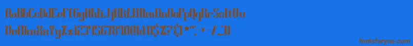 フォントBlonirex – 茶色の文字が青い背景にあります。