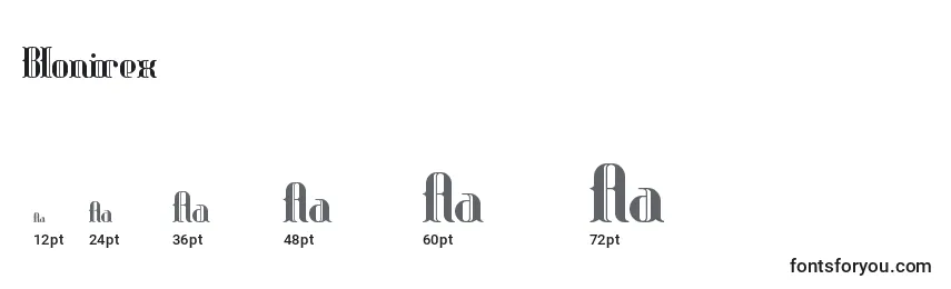 Blonirex Font Sizes