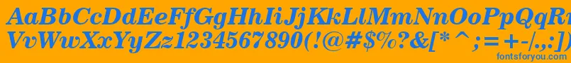News702BoldItalicBt Font – Blue Fonts on Orange Background