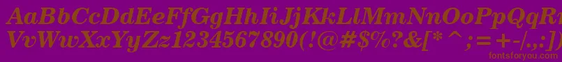 News702BoldItalicBt Font – Brown Fonts on Purple Background