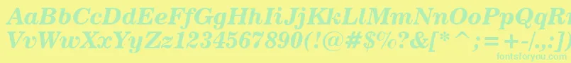 News702BoldItalicBt Font – Green Fonts on Yellow Background