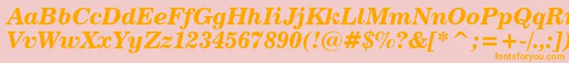 News702BoldItalicBt Font – Orange Fonts on Pink Background