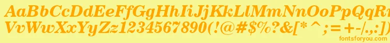 News702BoldItalicBt Font – Orange Fonts on Yellow Background