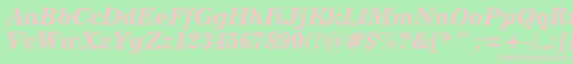 News702BoldItalicBt Font – Pink Fonts on Green Background