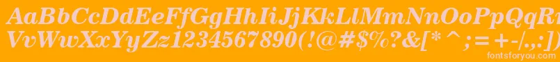 News702BoldItalicBt Font – Pink Fonts on Orange Background