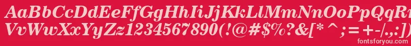 News702BoldItalicBt Font – Pink Fonts on Red Background