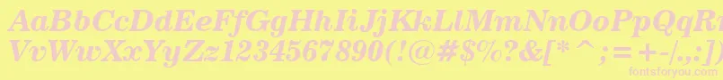 News702BoldItalicBt Font – Pink Fonts on Yellow Background