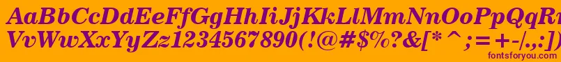 News702BoldItalicBt Font – Purple Fonts on Orange Background