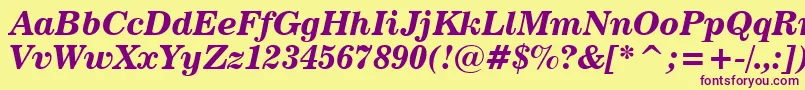 News702BoldItalicBt Font – Purple Fonts on Yellow Background