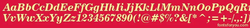 News702BoldItalicBt Font – Yellow Fonts on Red Background