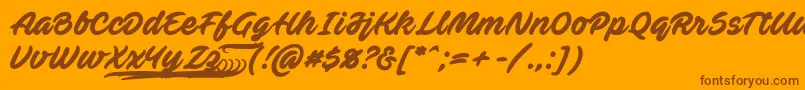 AvefedanPersonalUse-fontti – ruskeat fontit oranssilla taustalla