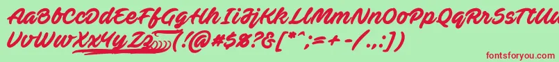 Шрифт AvefedanPersonalUse – красные шрифты на зелёном фоне