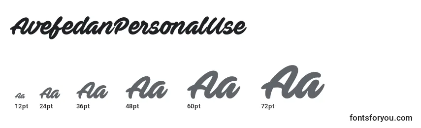 AvefedanPersonalUse Font Sizes