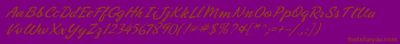 Phoenixscriptflf-Schriftart – Braune Schriften auf violettem Hintergrund