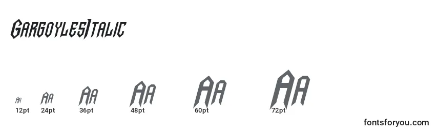 GargoylesItalic Font Sizes