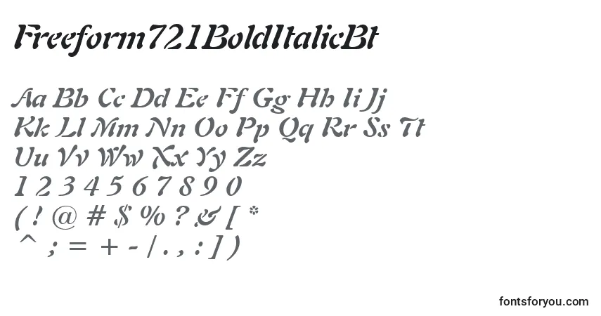 Czcionka Freeform721BoldItalicBt – alfabet, cyfry, specjalne znaki