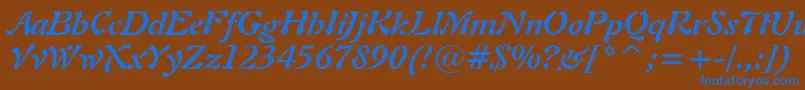 Шрифт Freeform721BoldItalicBt – синие шрифты на коричневом фоне