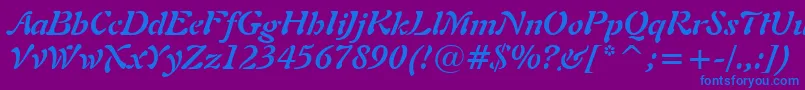フォントFreeform721BoldItalicBt – 紫色の背景に青い文字