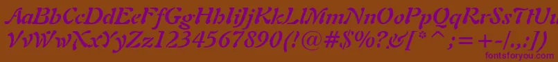 Freeform721BoldItalicBt Font – Purple Fonts on Brown Background