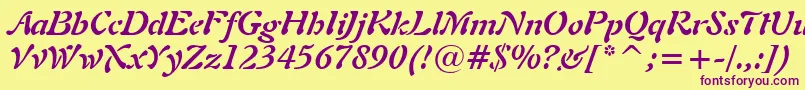 Шрифт Freeform721BoldItalicBt – фиолетовые шрифты на жёлтом фоне
