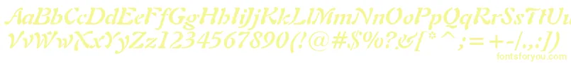 Freeform721BoldItalicBt-Schriftart – Gelbe Schriften auf weißem Hintergrund
