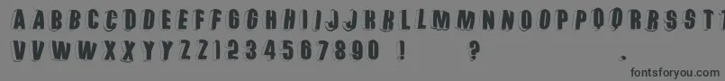 フォントThreedimrightwardsround – 黒い文字の灰色の背景