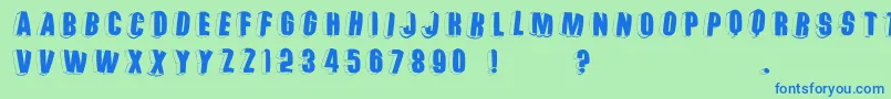 Threedimrightwardsround Font – Blue Fonts on Green Background
