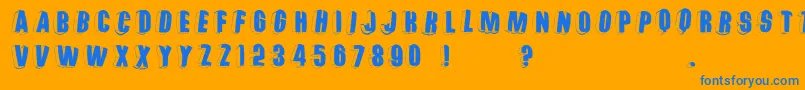 Threedimrightwardsround Font – Blue Fonts on Orange Background