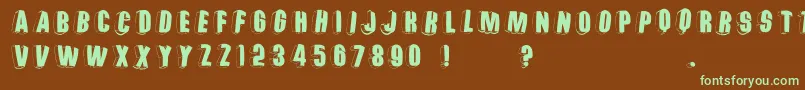 Threedimrightwardsround-fontti – vihreät fontit ruskealla taustalla