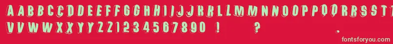 Threedimrightwardsround Font – Green Fonts on Red Background