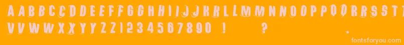 Threedimrightwardsround Font – Pink Fonts on Orange Background