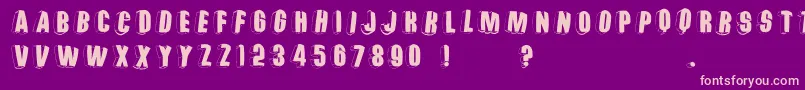 Threedimrightwardsround Font – Pink Fonts on Purple Background