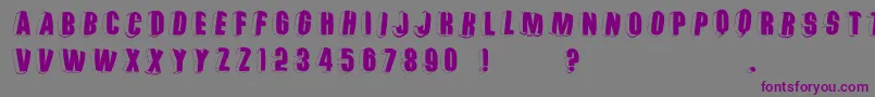 Threedimrightwardsround-Schriftart – Violette Schriften auf grauem Hintergrund