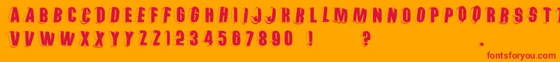 Threedimrightwardsround Font – Red Fonts on Orange Background