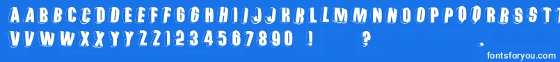 Threedimrightwardsround Font – White Fonts on Blue Background