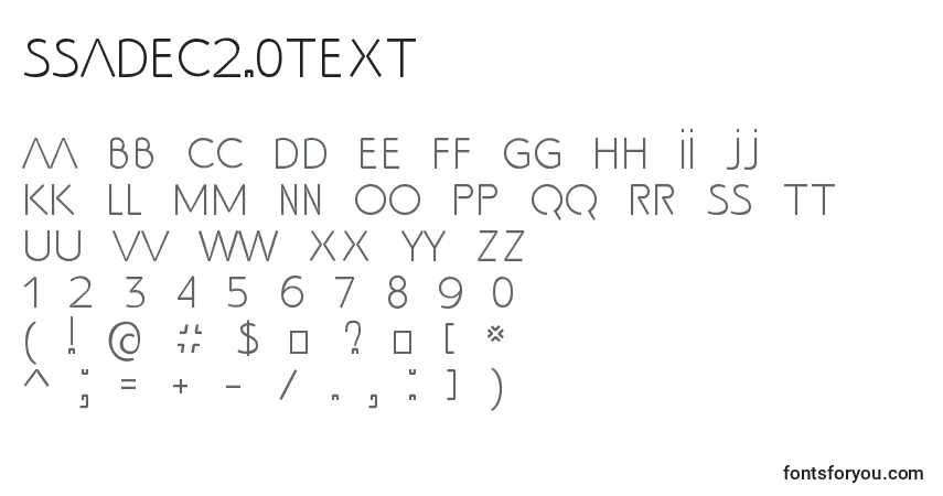 Schriftart SsAdec2.0Text (108733) – Alphabet, Zahlen, spezielle Symbole