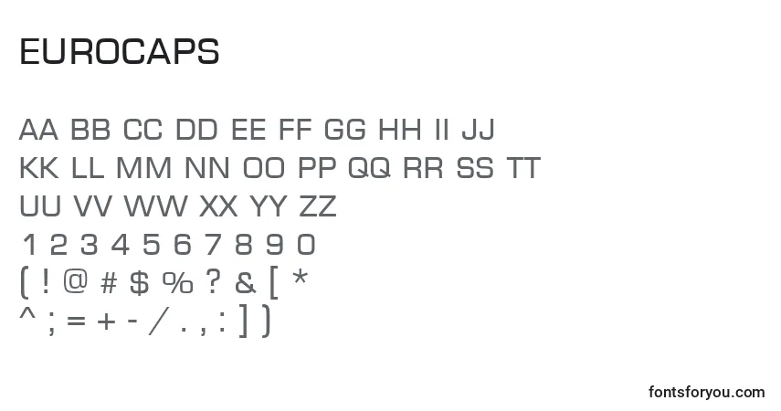 Schriftart Eurocaps – Alphabet, Zahlen, spezielle Symbole