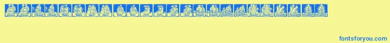 Monats Font – Blue Fonts on Yellow Background