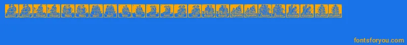 Fonte Monats – fontes laranjas em um fundo azul