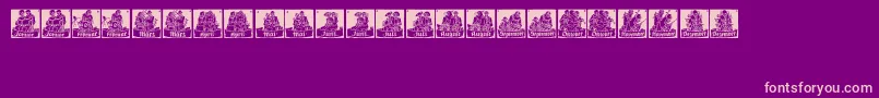 Monats-fontti – vaaleanpunaiset fontit violetilla taustalla