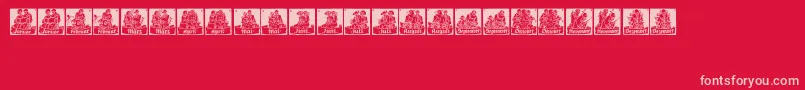 Monats Font – Pink Fonts on Red Background